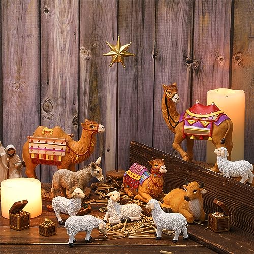 Barydat 10-Piece Nativity Animals Set - 7 inch Resin Manger Figurines