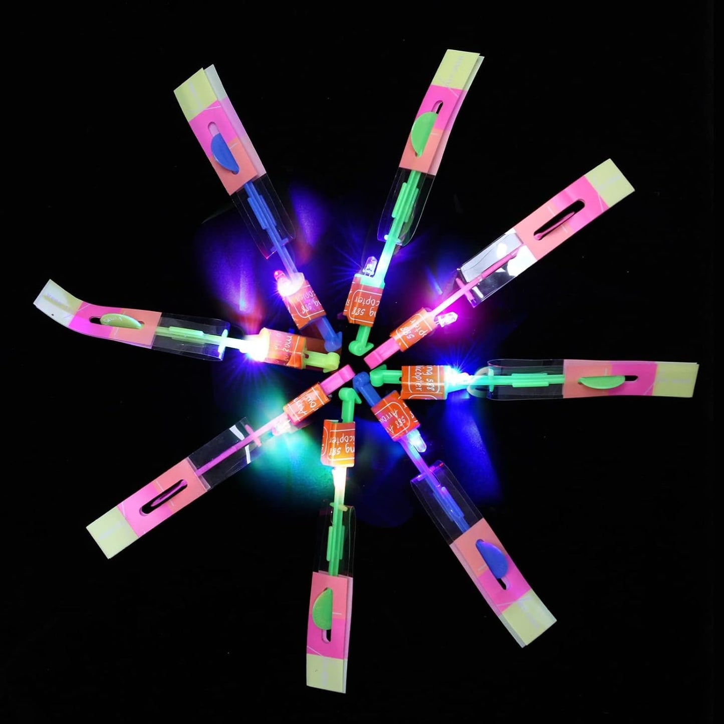 **LPVOQPTH LED Flying Toy Set - 25 Slingshot Glow Helicopters for Outdoor Fun | Ideal Party Favors for Kids 4-12**