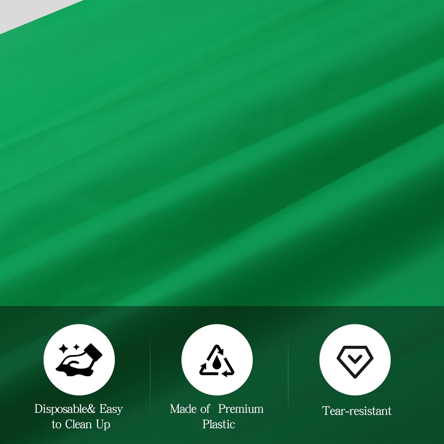 tujol Green 6 Pack Plastic Table Cloth 54" x 108", Disposable Tablecloths Rectangle Table Cover, Plastic Tablecloth for Parties