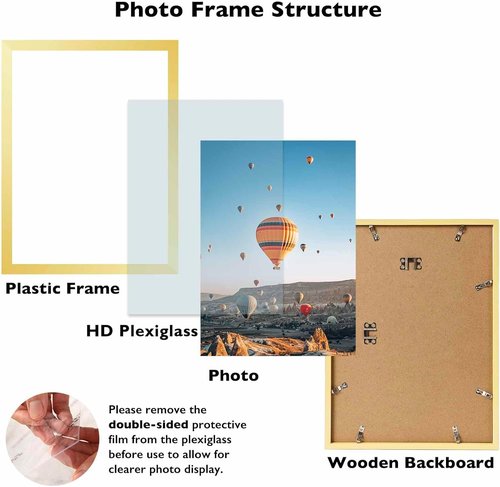 JCJMY 13x15 Gold Picture Frame - Wall Hanging for Horizontal or Vertical Display | Shatter-Resistant Plexiglass