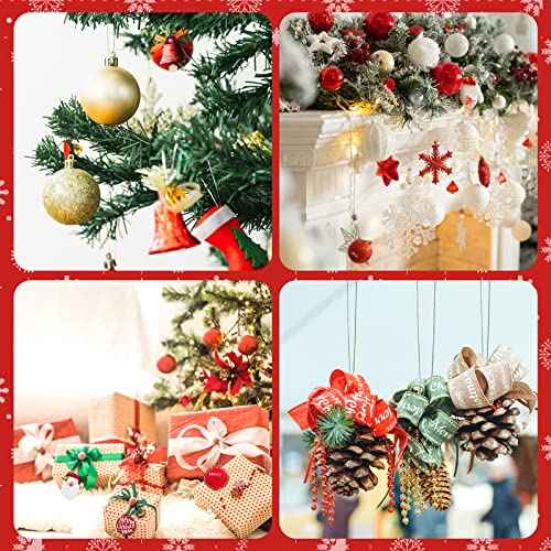 RELBRO Christmas Ornament Strings, Tree Ornament Hangers with Snap Fasteners Precut Locking Ropes for Holiday Decorations, Silver, 200 Pcs