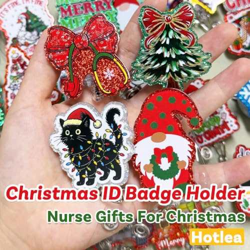 24 PCS Cute Christmas Badge Reels Bulk for Nurses, Retractable Winter