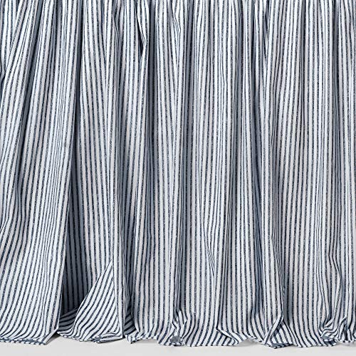 Lush Decor Navy King Size Ticking Stripe Bedspread Set with Ruffle Skirt