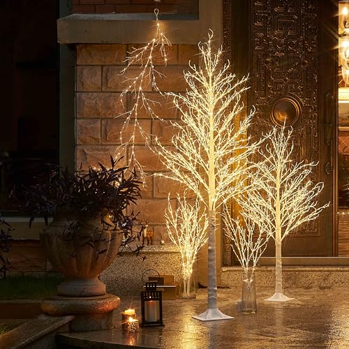 LITBLOOM 32in Lighted White Twig Branches with 200 LED Fairy Lights, Dimmer & Timer (White 200L) Indoor/Outdoor Xmas Decor