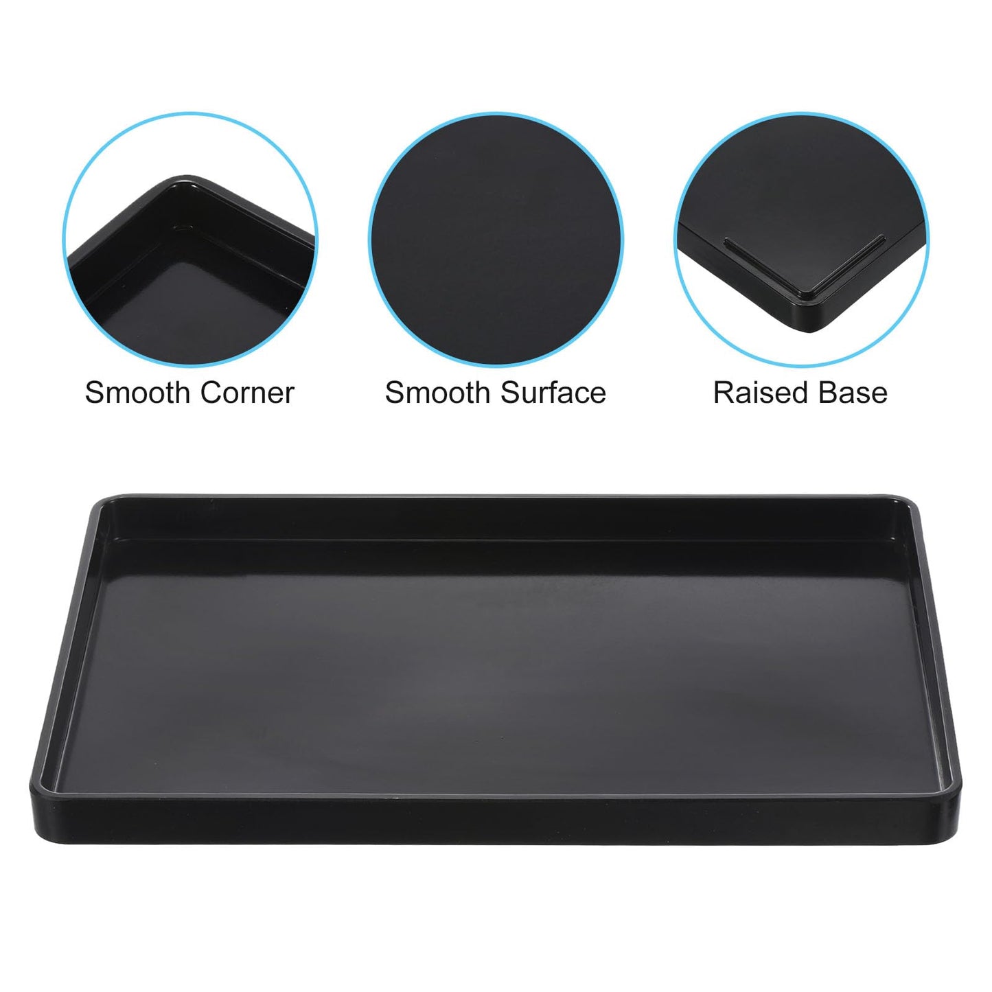 PATIKIL 14x10 Fast Food Tray, Plastic Reusable Multi-Purpose Rectangle Serving Tray Smooth Surface for Restaurant Home Kitchen, Black