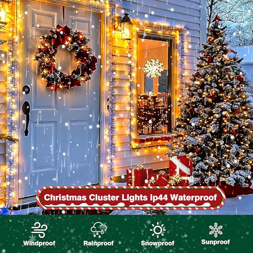 Dofulay 1200 LED Christmas Firecracker String Lights 88FT Waterproof Warm White