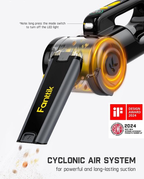 Fanttik Fold V10 APEX Cordless Car Vacuum - 17000Pa Suction Power, Smart LED Display, Portable Design for Home & Pet Use