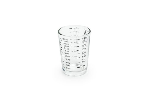 Fox Run Mini Multi-Purpose Liquid and Dry Measuring Shot Glass, Set of 2, 4-Ounce Cups, Clear, Small