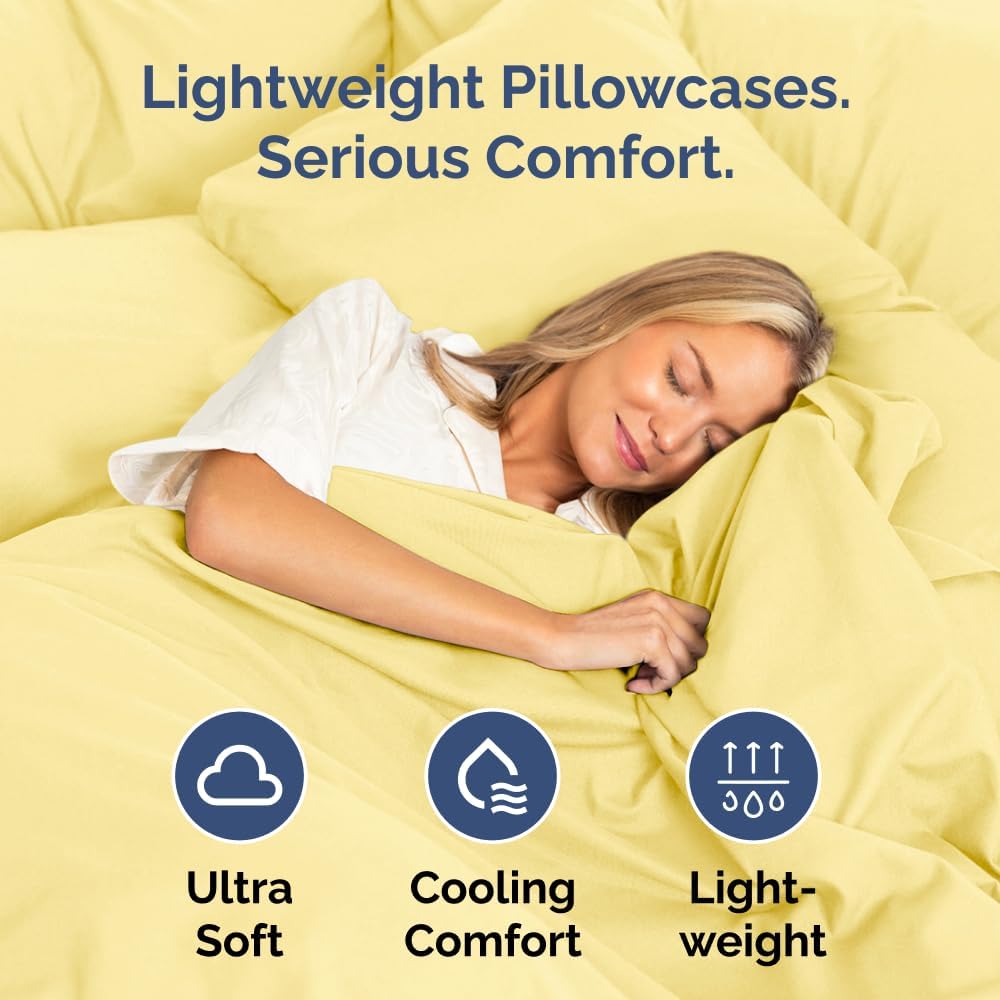 King Standard Pillow Cases - Soft Hotel Quality Covers for Comfy Bedding | Set of 4 - Yellow