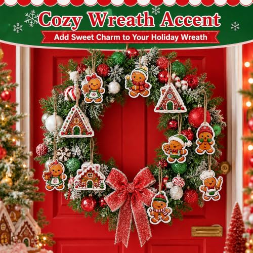 Brown 24 Pcs Wooden Gingerbread Man Ornaments for Christmas Tree - 3.15 Inch