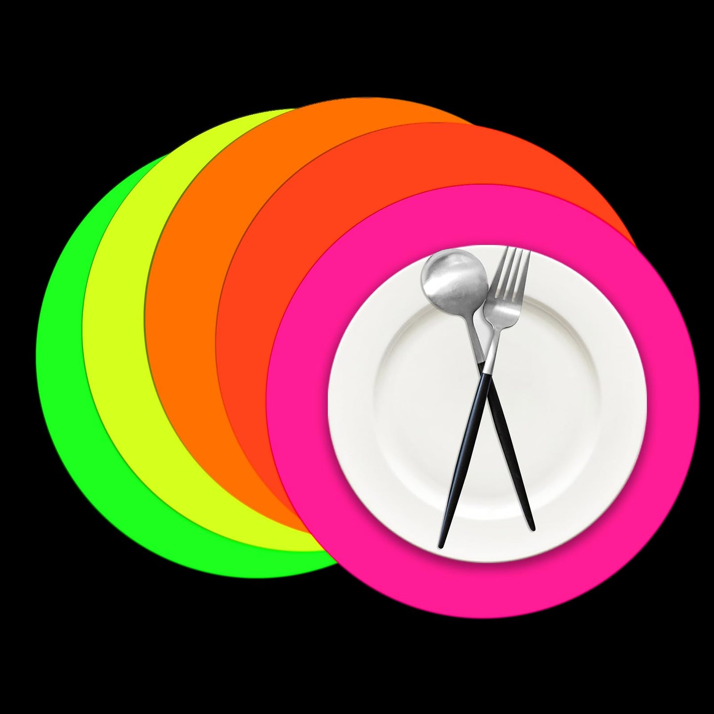 50 Pieces Neon Paper Placemats Glow in The Dark Disposable Table Mats for Neon Glow Party Birthday Decorations