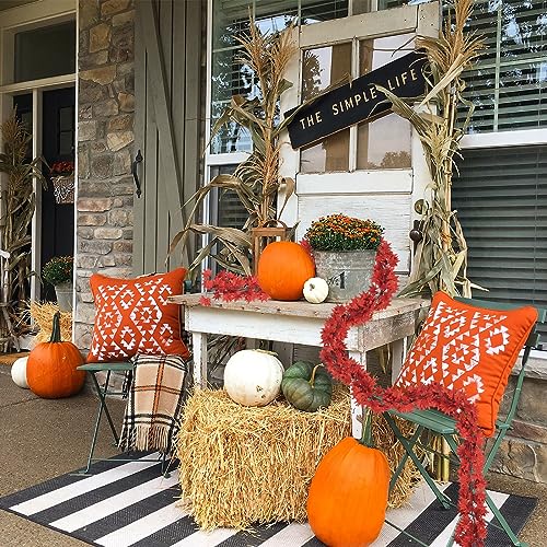 CQURE 12 Pack 84Ft Fall Leaf Garland, Hanging Vines Garland Artificial Fall Maple Leaves Thanksgiving Decor for Home Wedding Fireplace Christmas