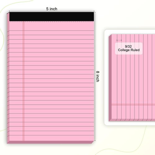 5-Pack Small Note Pads | 5x8 College Ruled Notebooks with Perforated Sheets for School & Office