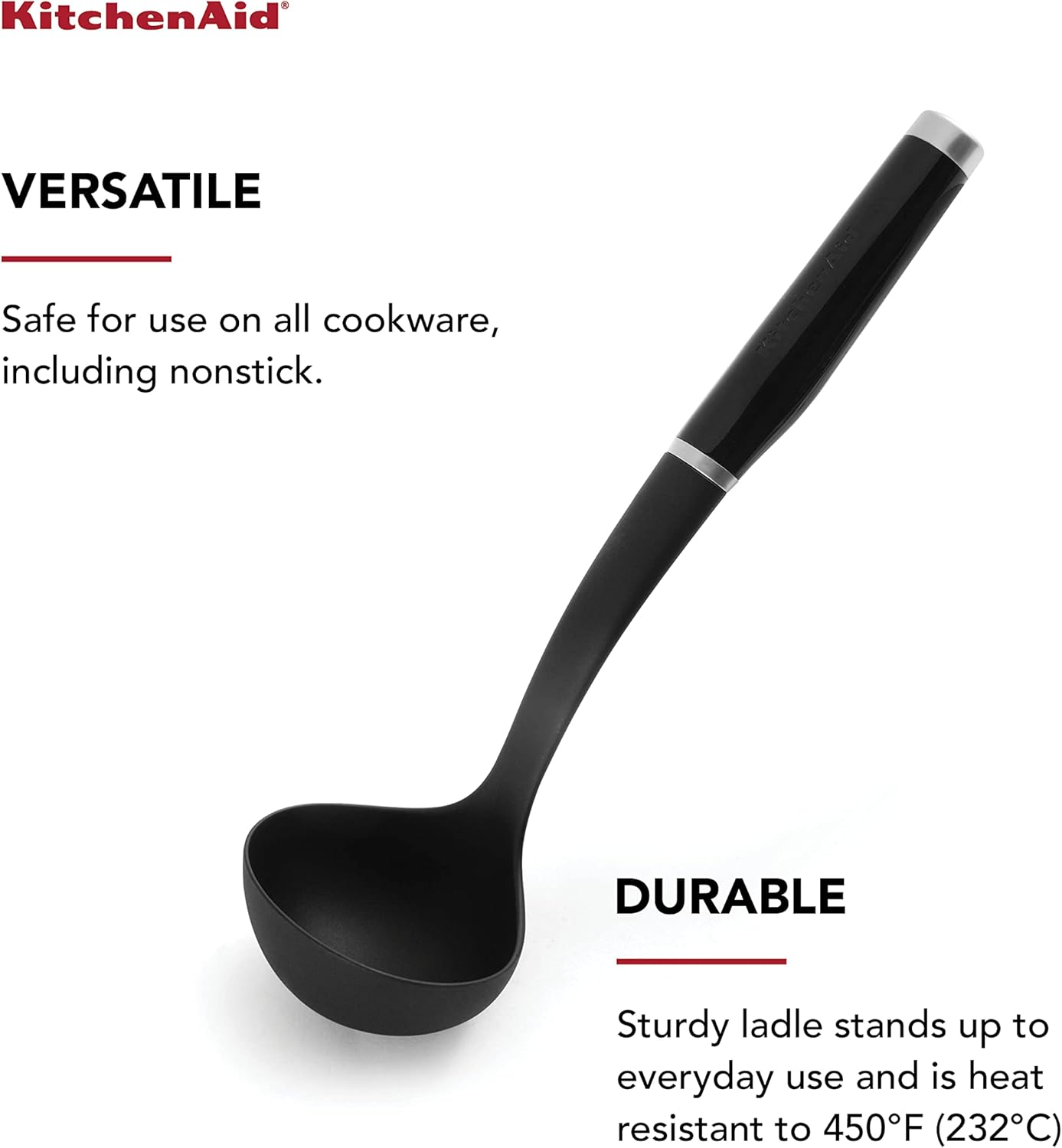 KitchenAid Classic Nylon Ladle - Durable, Heat-Resistant Kitchen Tool | Perfect for Cooking & Serving