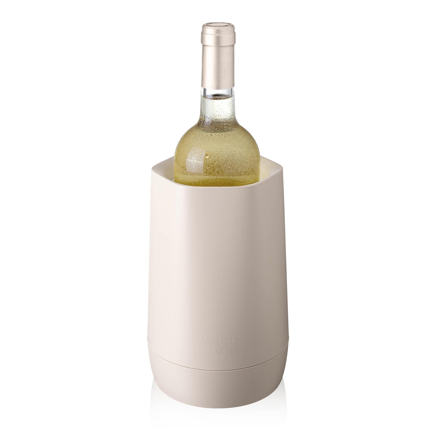 Vacu Vin Wine Cooler Hexo – Sand – Modern Active Wine Bottle Chiller with Removable Cooling Sleeve – Geometric Design – Reusable, Ice-Free Cooler – Fits Standard Bottles – Tabletop Wine Accessory