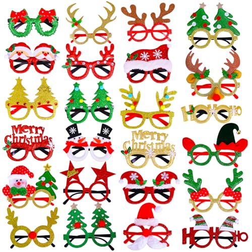 Max Fun 24-Pack Christmas Glitter Glasses Frames party favors 24 designs