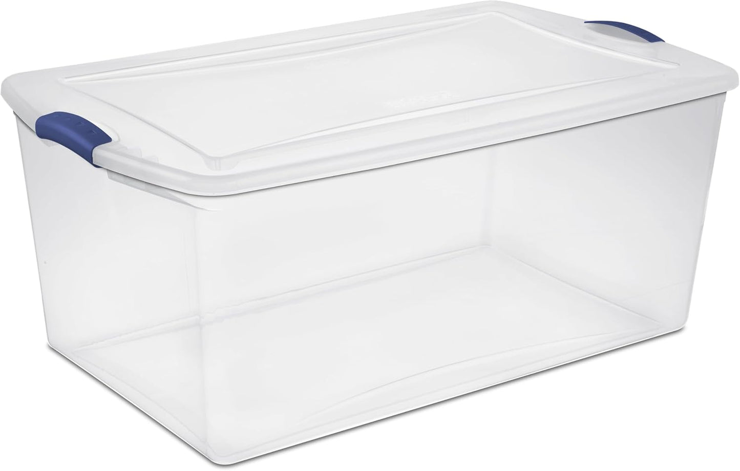 Regine Switzerland 105 QT Transparent Storage Box - Stackable with Blue Lock Mechanism | Ideal for Seasonal Clothing & Garage Organization