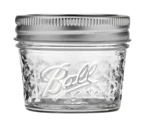 Ball Wide Mouth Quilted Crystal Jelly Jars with Lids and Bands, Used for Canning, Pickling, Juice, Jam, Jelly, Quarter Pint Size (4 Ounce (Pack of 6))