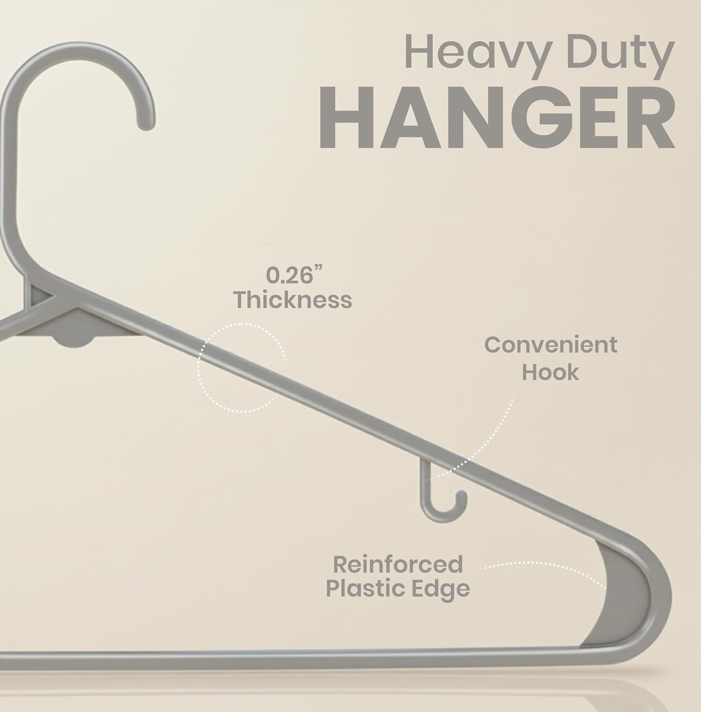 Utopia Home Plastic Hangers - Durable Space-Saving Clothes Hangers with Hooks | 30 Pack in Grey