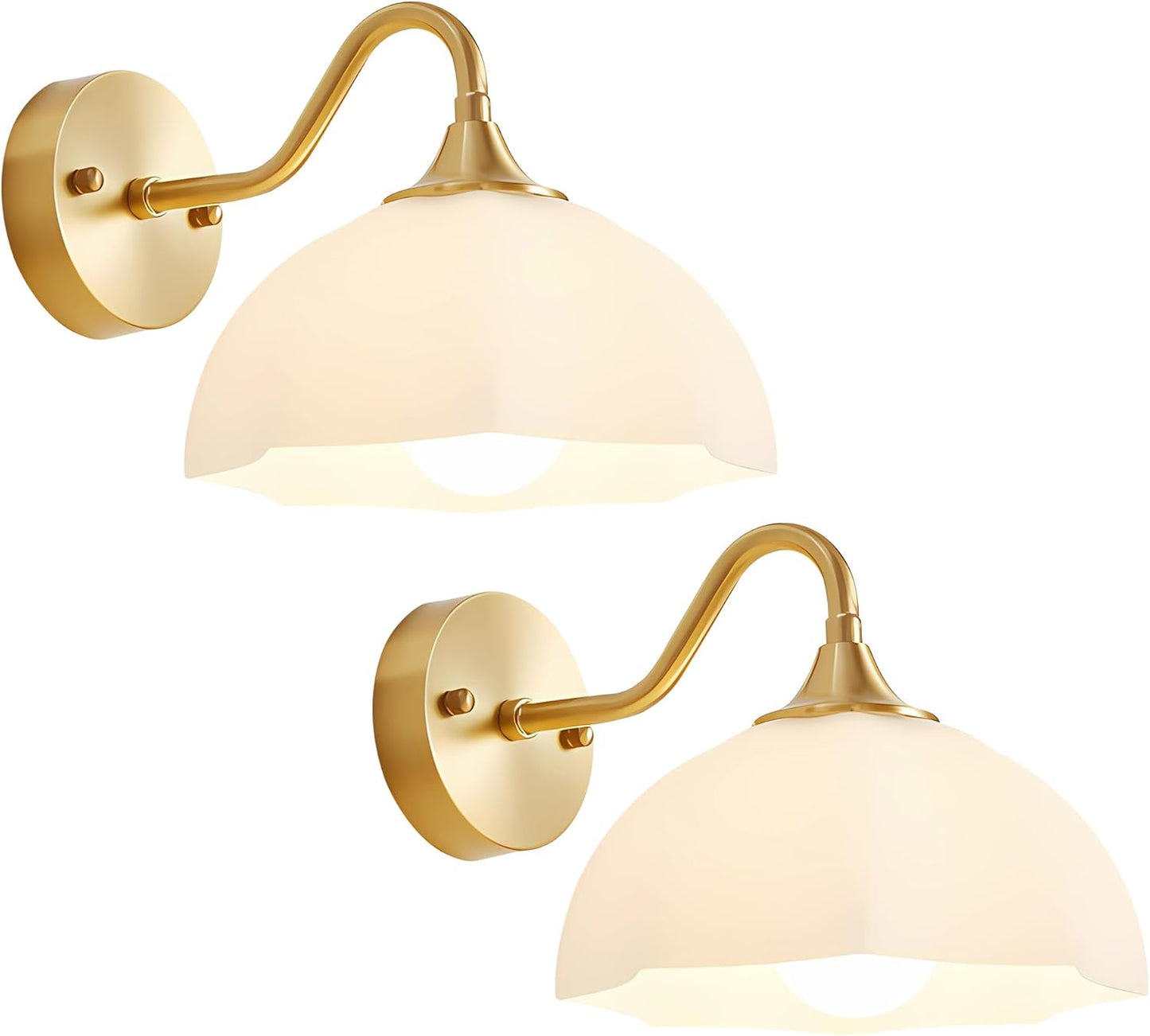 Gold Wall Sconce 1-Light Modern Wall Lighting Fixture Farmhouse Vanity Sconces Lights with Milk White Glass Shade Indoor Wall Sconce Lamp Wall Mount Light Fixture for Bedroom MWL02-1A