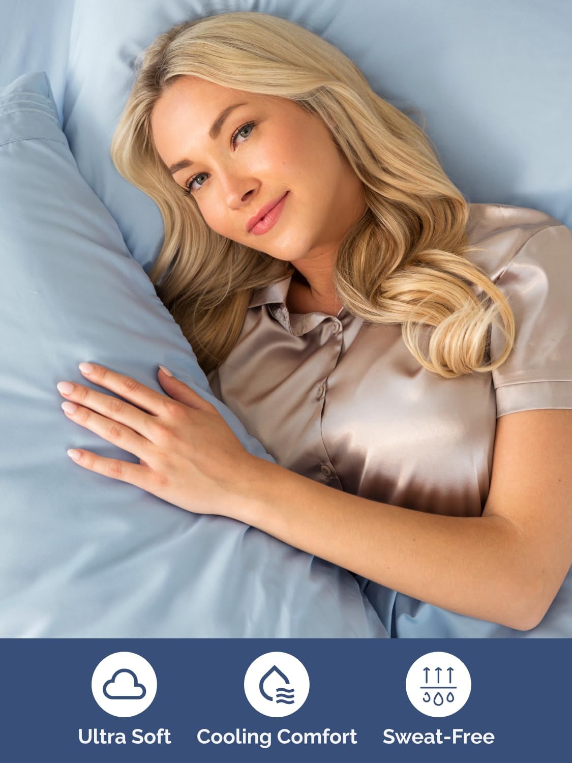 Skiennix Extra Deep Full Sheet Set - 6 Piece Breathable Cooling Bedding - Soft Wrinkle-Free Sky Blue