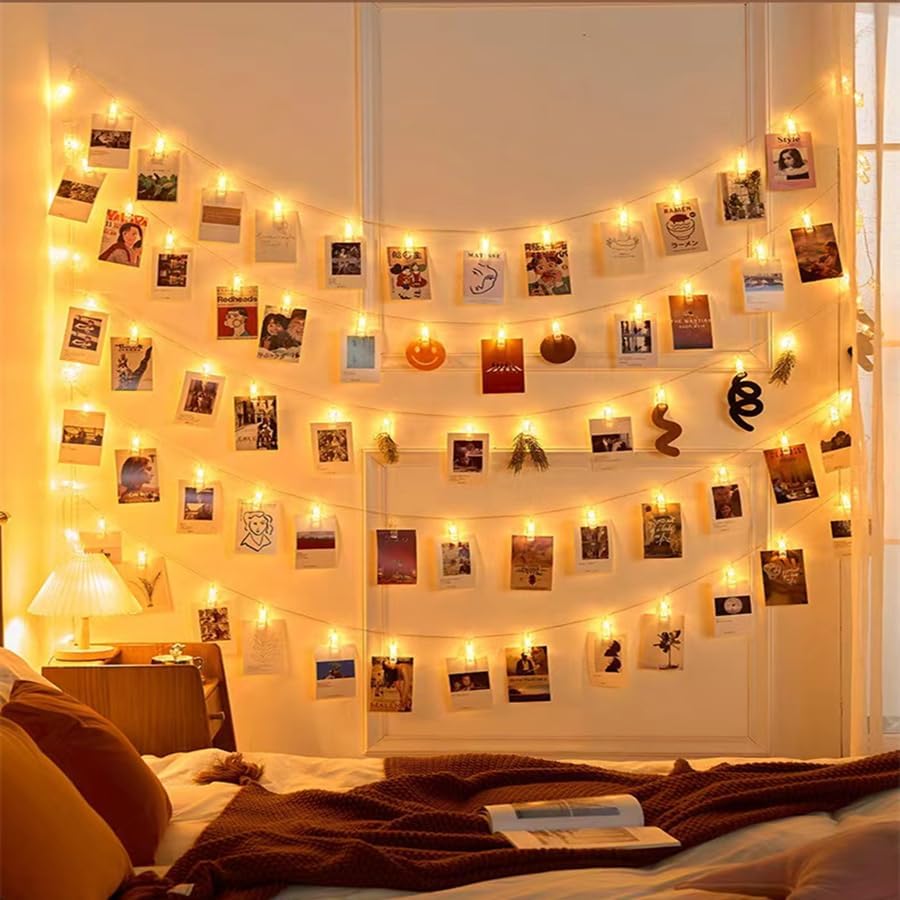 Skiennix 20 LED Photo Clip Starry Lights - Remote-Controlled Fairy Twinkle Lights for Home Decor | Perfect for Christmas, Halloween, Weddings & More