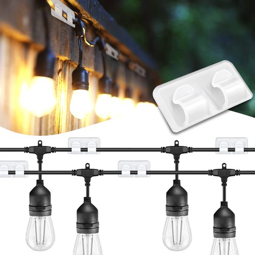 Big Outdoor Light Clips: 24 Pack Waterproof UV-Resistant String Light Hooks - Wall Clips Wire Holder for Indoor/Outdoor Decoration, Christmas, Halloween