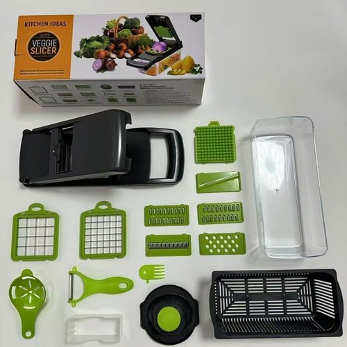 16-in-1 Vegetable Chopper by [Brand Name] - Multi-Blade Mandoline Slicer & Dicer with Container