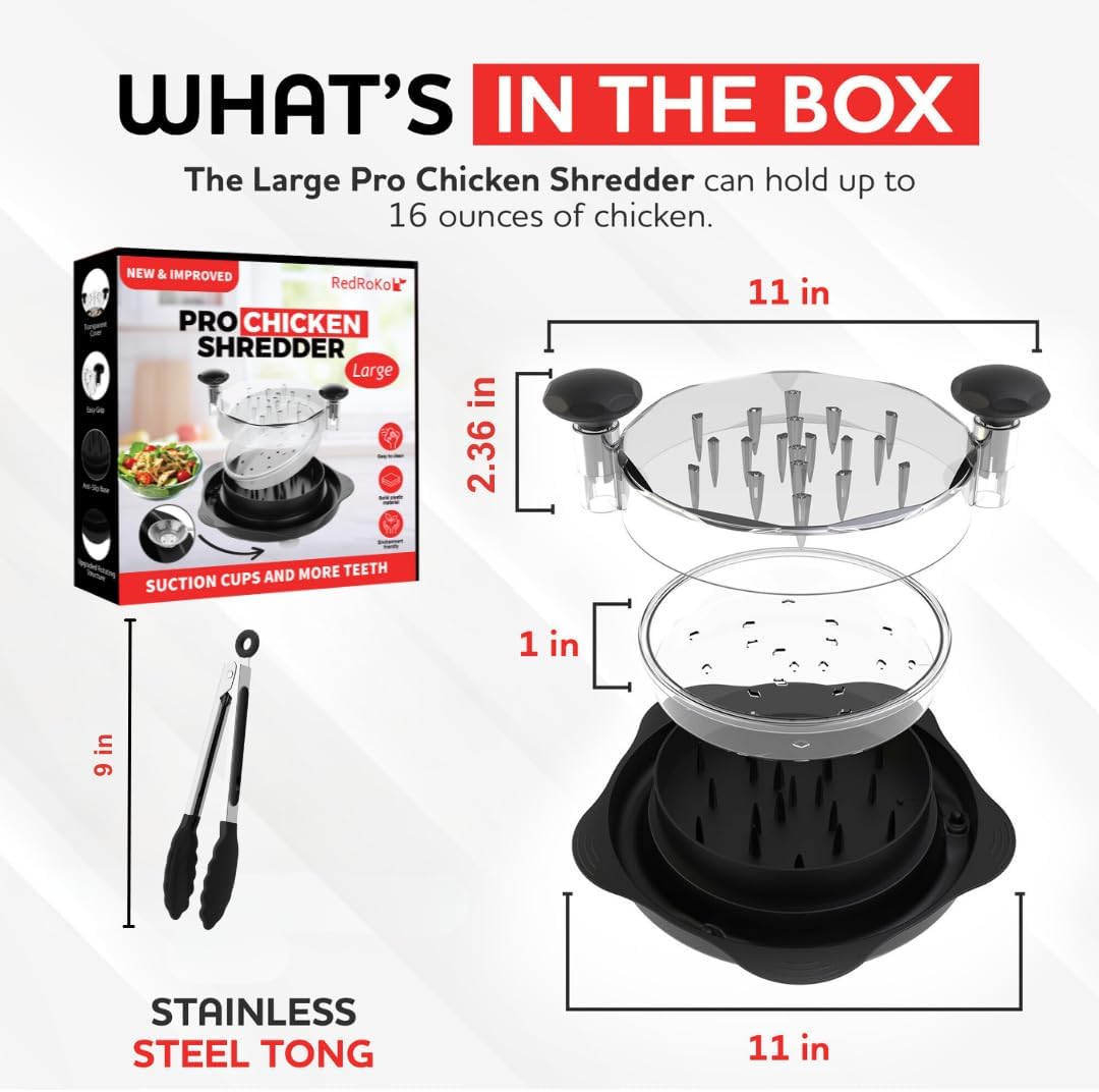 Skiennix Chicken Shredder Tool - Ergonomic Design with Suction Cups & Anti-Slip Handle | Ideal for Shredding Chicken, Pork & Beef