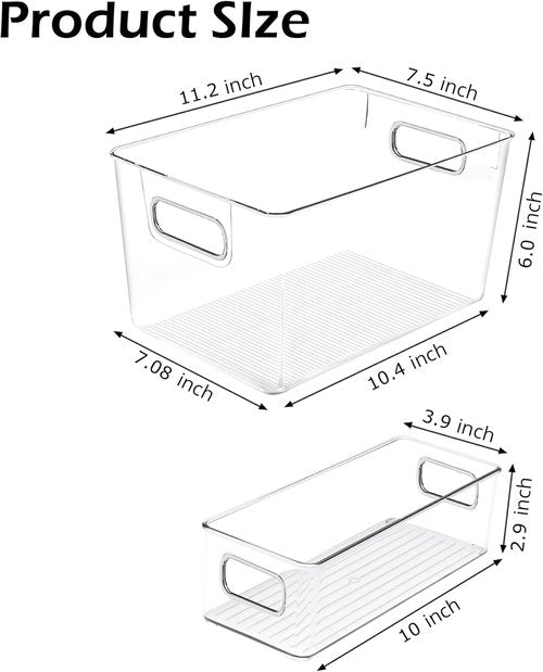 Clear Plastic Storage Bins 8-Pack | Versatile Pantry Organizers for Kitchen, Bathroom & Home