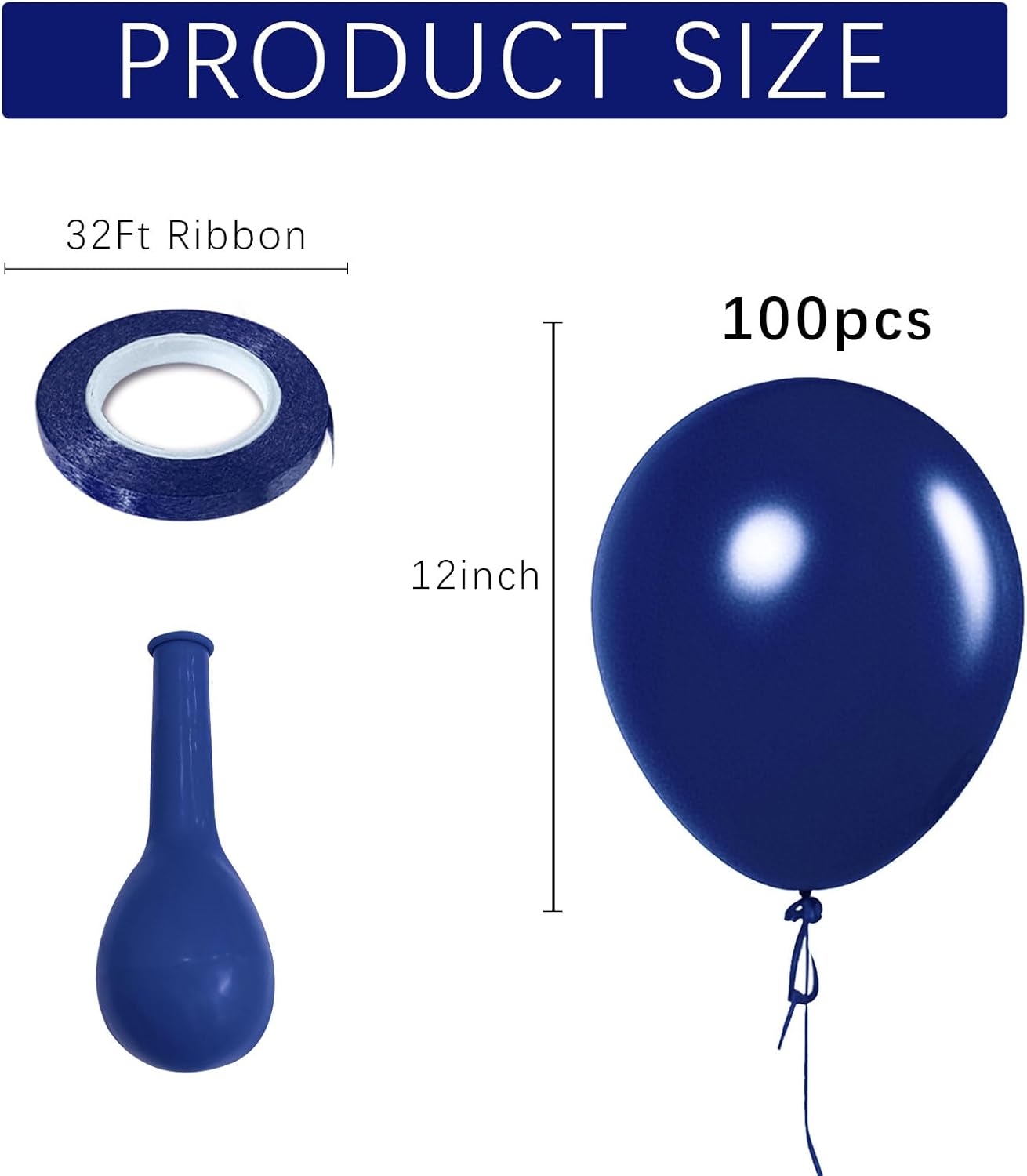 Skiennix Navy Blue Latex Balloons - 12-Inch Round | 100 Pack for Wedding & Birthday Decorations