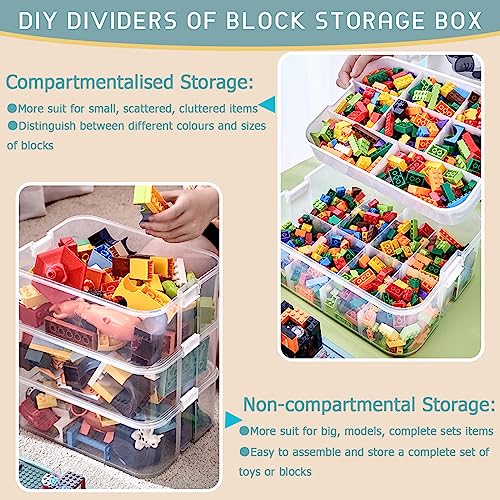 Stackable Plastic Toy Storage Organizer with Adjustable Compartments for LEGO Blocks