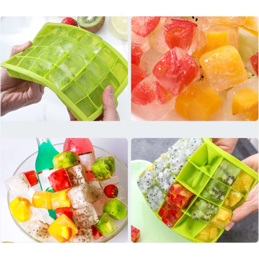 TAO CICADA Ice Cube Tray, 3 Pack Silicone Ice Cube Molds, Ice Cube Trays, Silicone Ice Trays, Easier to Release, BPA Free for Alcohol/Coffee/Beverages (Blue, Green, Rose red)