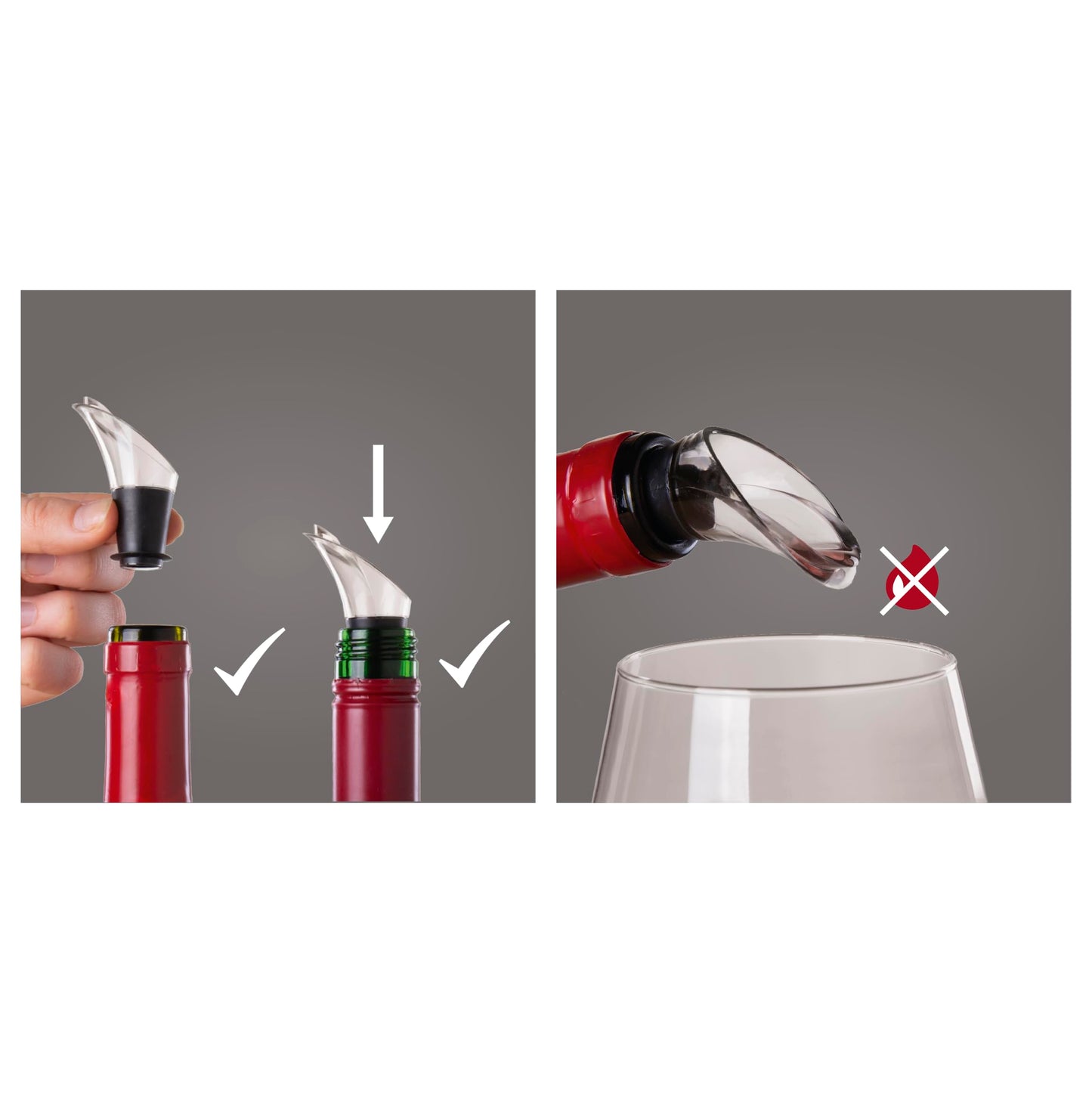 Vacu Vin Crystal Wine Server Set of 2 - Black, 5.5 x 7 x 1 inches