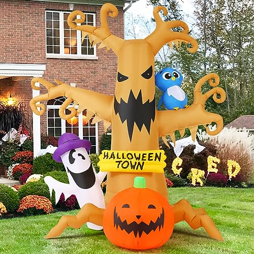 Halloween Inflatable Dead Tree with Owl Ghosts Pumpkins Outdoor Decor - Static