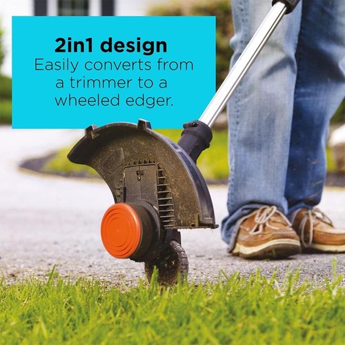 BLACK+DECKER 20V MAX Cordless String Trimmer & Wheeled Edger - Lightweight, 2-Speed, 12 Inch, Battery Included