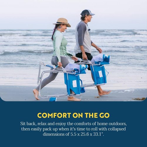 GCI Outdoor Folding Beach Rocker Chair - Portable Comfort in Saybrook Blue Color