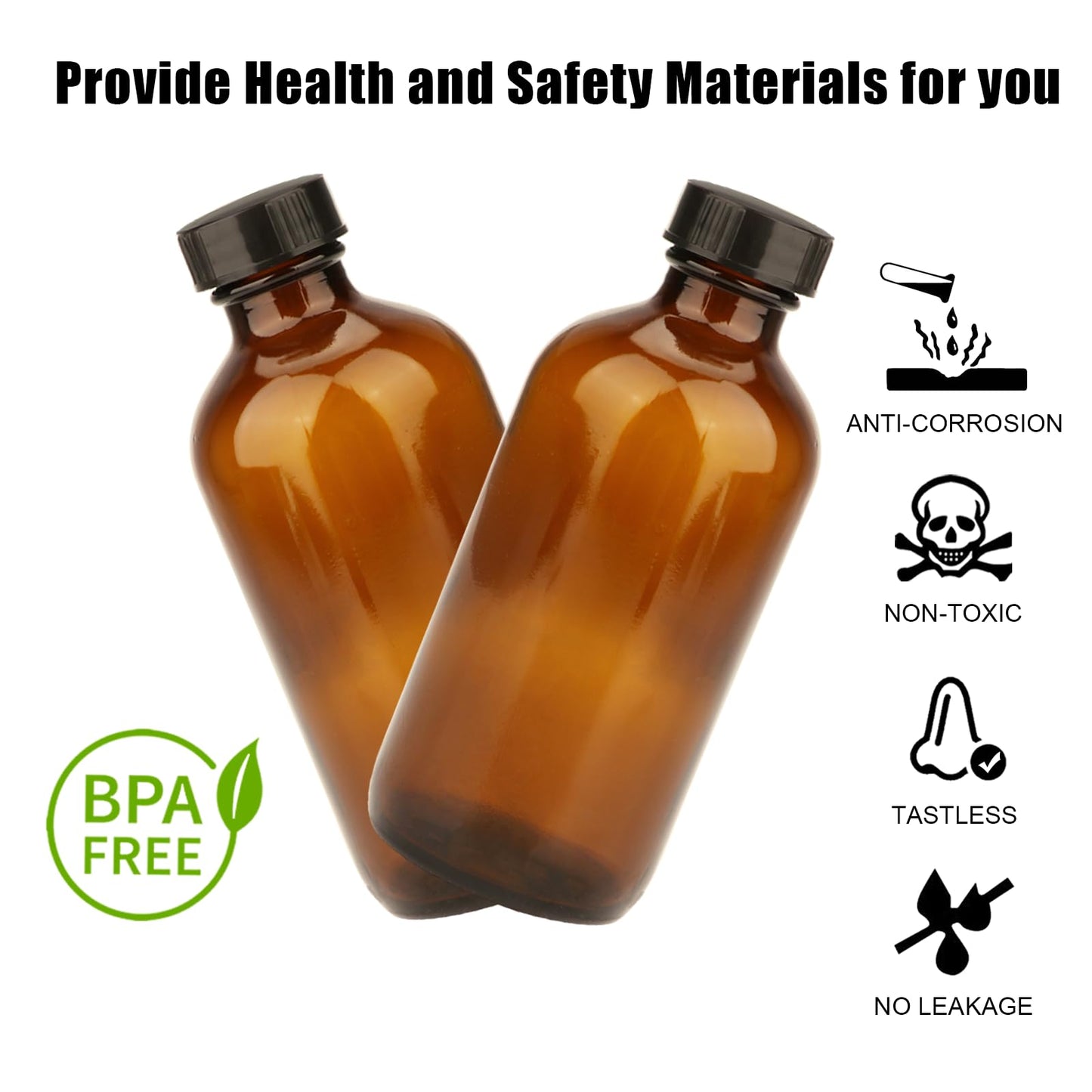 YINGERHUAN 4 oz Amber Glass Bottles - Small Glass Jars with Black Lids Empty Boston Bottle,Dispensing Bottles for Homemade Vanilla Extract, Essential Oils, Herbal Medicine (6)