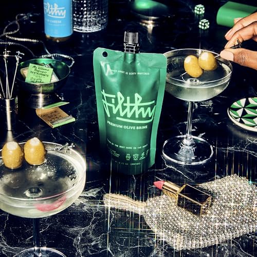 Martini Cocktail Kit - Premium Dirty Martini Set with Olives & Garnishes - Gluten-Free, Pimento & Blue Cheese Stuffed, 4 Stainless Steel Picks - Variation: Martini Cocktail Kit