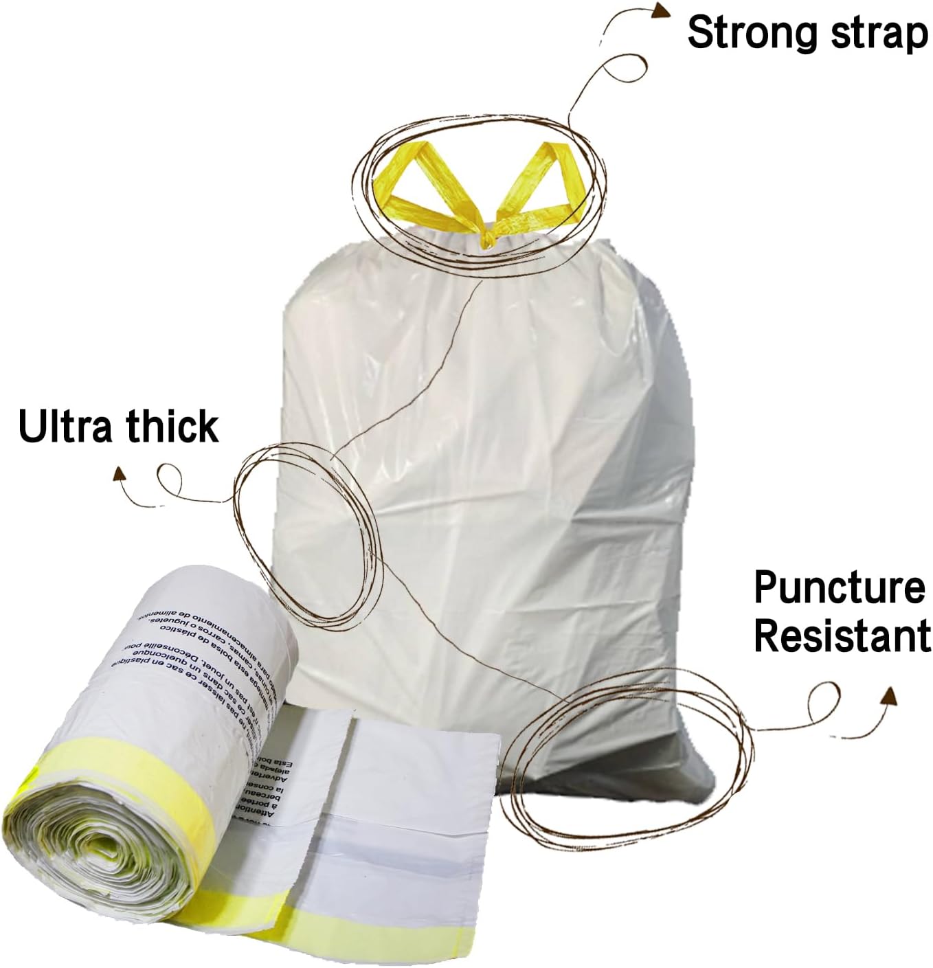 Strong Tall Kitchen Trash Bags - 13 Gallon Unscented Garbage Can Liners | 50 Count