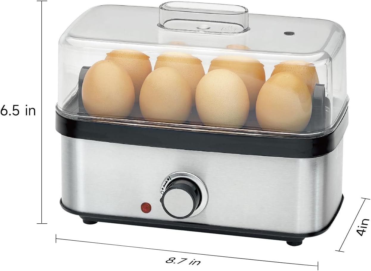 Skiennix Electric Egg Cooker - Rapid 8 Egg Capacity for Hard Boiled, Poached, Scrambled Eggs | Auto Shut Off