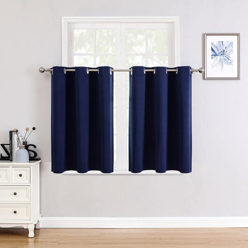 ChrisDowa Small Window Curtains - Grommet Thermal Insulated Room Darkening Panels | Navy Blue, 42 x 36 Inch