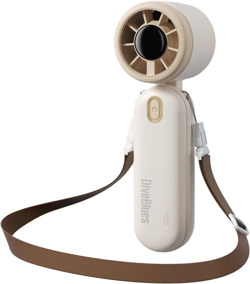 Diveblues Mini Portable Turbo Fan - 12H Max Cooling, 4000mAh Battery, 3-in-1 Handheld/Neck/Desk Fan