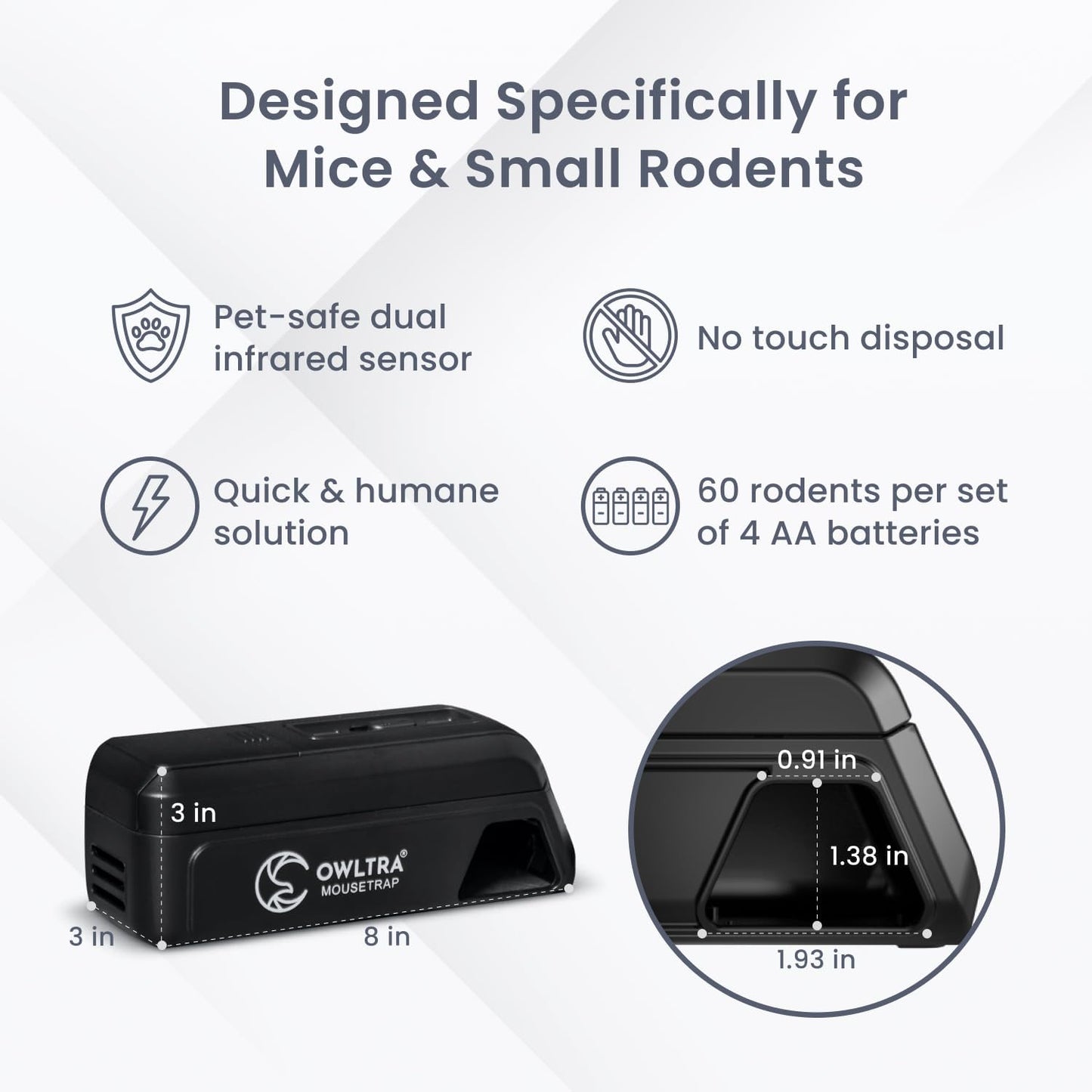 Owltra OW-2 Indoor Electric Mouse Trap - Instant Kill Rodent Zapper with Pet Safe Trigger | 2 Pack, Black