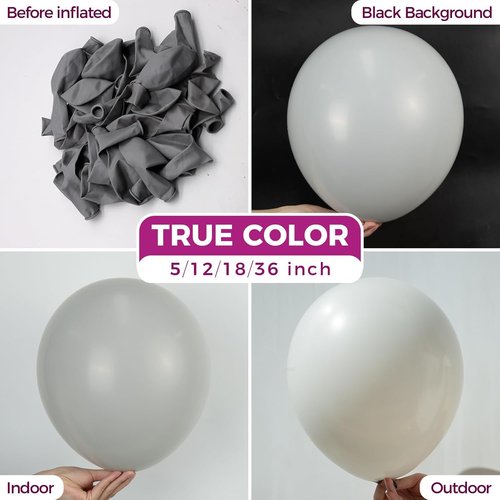 Bezente Gray Balloons - 18 Inch Thick Pastel Grey Latex Balloons | 30 Pack for Parties & Celebrations