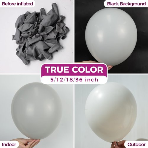 Bezente Gray Balloons 18 Inch - 30 Pack Large Thick Gray Balloons Big Round Pastel Grey Latex Balloons for Birthday Bridal Shower Wedding Anniversary Party Decorations