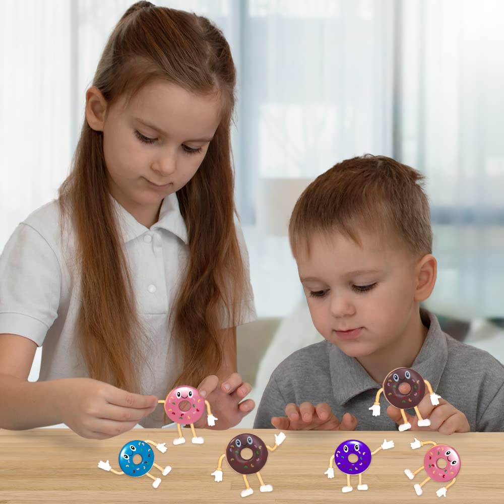 ArtCreativity Bendable Donut Figures, Set of 12, Bendable Toys for Kids, Donut Party Favors for Boys and Girls, Stress Relief Fidget Toys for Kids, Goodie Bag Stuffers, and Pinata Fillers