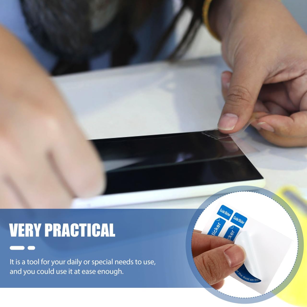 Uonlytech LCD Screen Cleaning Decals - 600 Pcs Portable Stickers for Effective Dust & Fingerprint Removal
