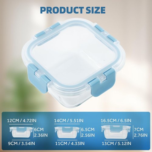 BYLWORKOUT Glass Storage Containers - 24 Piece Leak Proof Set for Meal Prep | Dishwasher Safe (Blue)