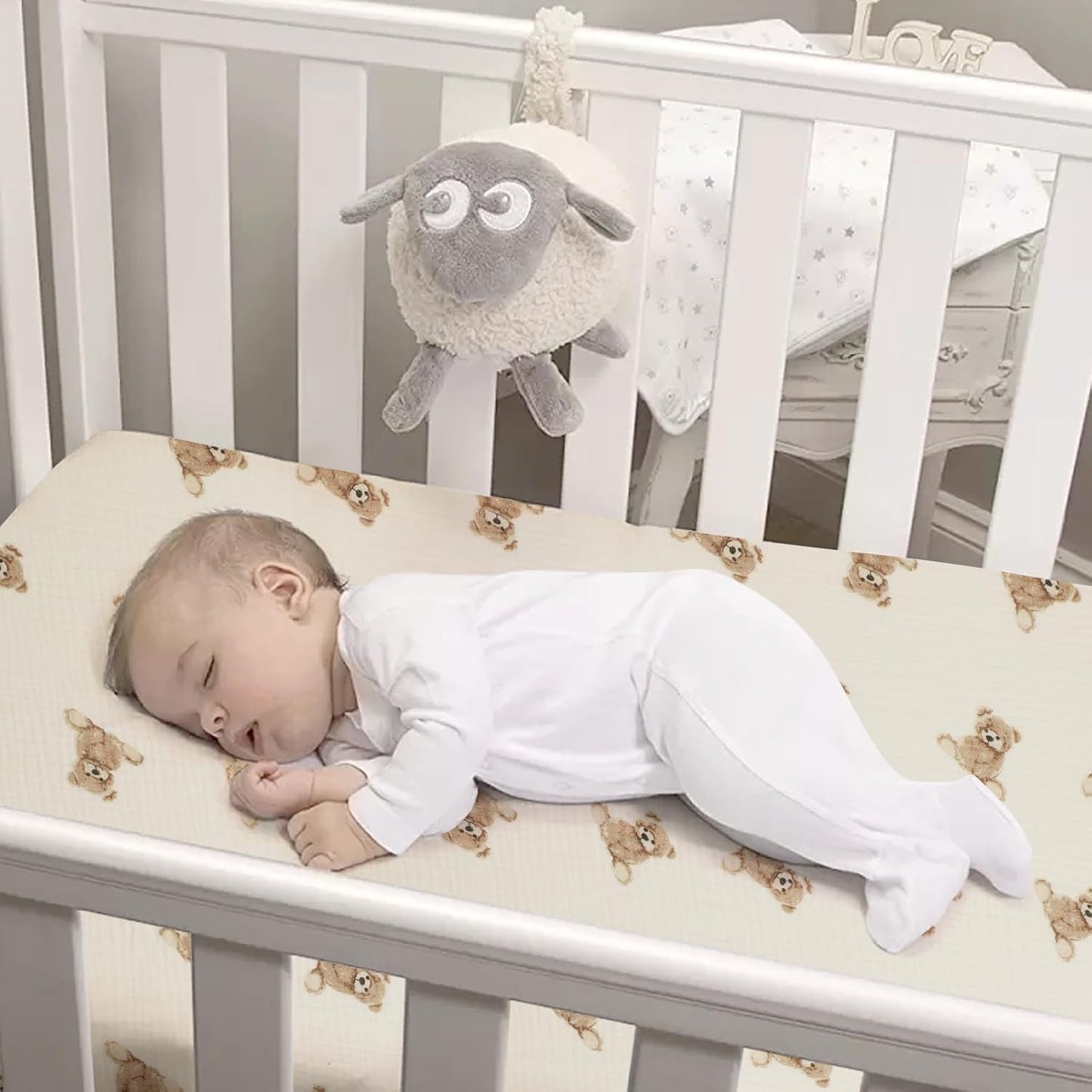 Skiennix 100% Organic Cotton Muslin Crib Sheets - Soft Boho Neutral Design | 2 Pack, 52x28 Inches